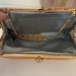 Rose Gold Mesh Dinner/Evening Cocktail Party Bag ~ Vintage 70's brass hardware ~